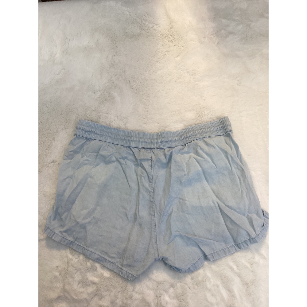 Aerie Chambray Drawstring Shorts Womens S Light Blue Excellent Smocked Waist - Picture 2 of 6